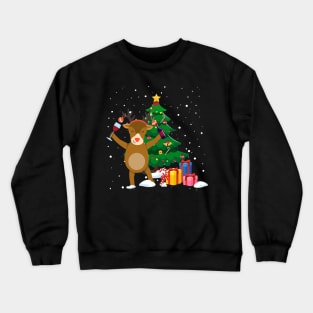 Funny Reindeer Drinking Wine Christmas Tree Crewneck Sweatshirt